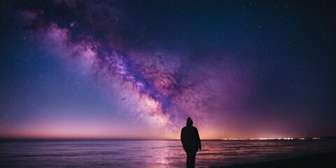 view of the milky way from a sunset on the coast