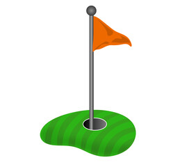 minimalist vector image of green golf course, course, greens, fairways, bunkers, sand traps, summer leisure
