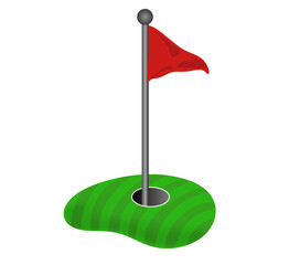 minimalist vector image of green golf course, course, greens, fairways, bunkers, sand traps, summer leisure