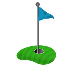 minimalist vector image of green golf course, course, greens, fairways, bunkers, sand traps, summer leisure