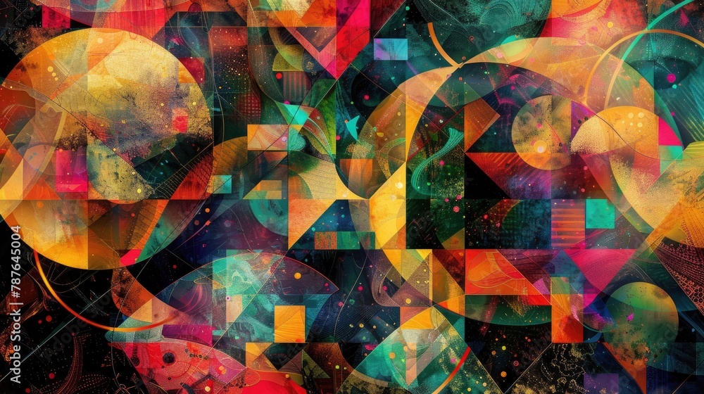 Poster digital effects transformed into a lively abstract background with a colorful geometric pattern and 