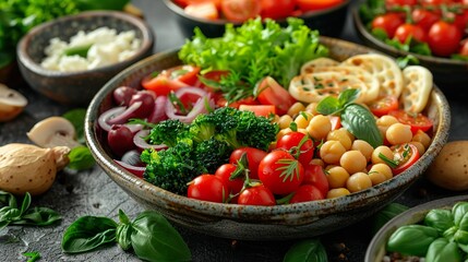 Bowls, fruit, vegetables, produce, bowl, salad, healthy, fresh, colorful, assorted, organic, ripe, juicy, crisp, nutritious, delicious, snack, platter, arrangement, display, bounty, harvest