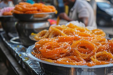 Jalebi sold in Indian street market