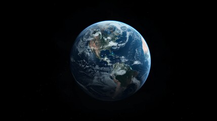 Obraz premium The Earth's atmosphere orbits in space with darkness in the background.Generative AI illustration