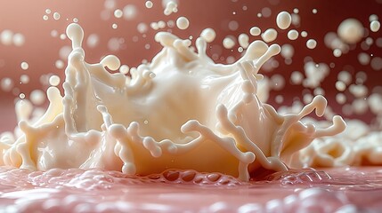 Milk Splash on Red Surface