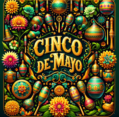 May 5 Cinco de Mayo paper flag banner for Mexico holiday and Happy Cinco de Mayo Fiesta. Cartoon Vector illustration design for Card, Poster, Flyer, Post, Banner, Cover, Greeting, Mexican holiday.