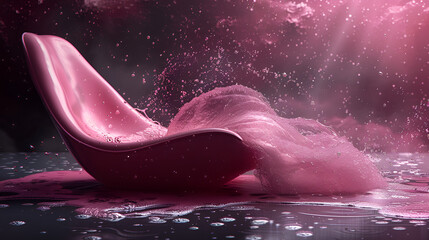 pink heart in water splash,
 Pink and Black Wallpaper 