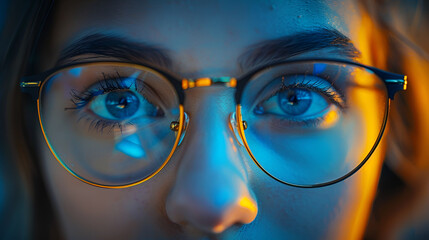 eye of the person,
Closeup Photo of Eyeglasses 