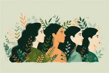 earth day banner with womens profiles land and sea conservation concept digital illustration