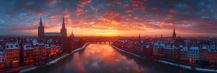 sunset over the river,
Panorama of Rouen at Sunset, Rouen, Normandy, France - obrazy, fototapety, plakaty