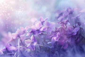Fototapeta na wymiar enchanting backdrop of delicate violet flowers romantic floral beauty dreamy nature digital painting