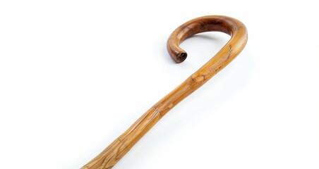 Single wooden cane on white background