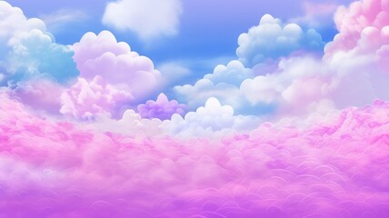 Fototapeta na wymiar Whimsical Rainbow Clouds with Textured Sky Illustration