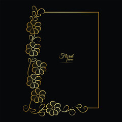 Gold shiny glowing vintage frame with flower isolated floral background Golden luxury frame