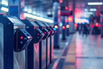 Access control system at railway metro stations with ticket control and document presentation for...