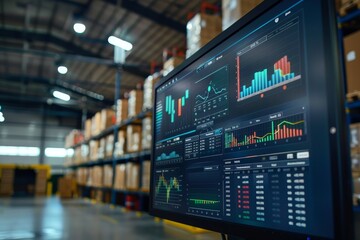 Advanced warehouse system for live product monitoring logistics screen with inventory dashboard and stock control software