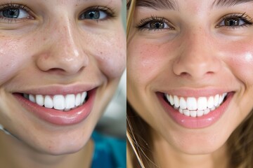 After getting veneers on four front teeth - obrazy, fototapety, plakaty