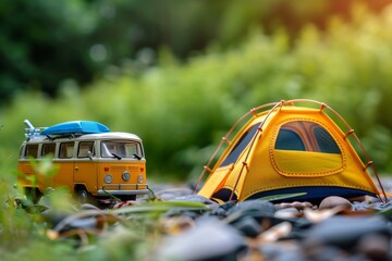 Campground items with a tent for leisure