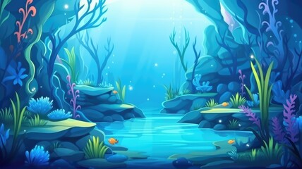 Fototapeta na wymiar Enchanted Underwater Oasis, Magical Marine Illustration