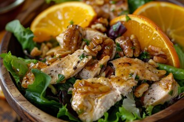 Chicken salad with oranges and walnuts