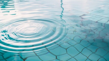 Showcases the gentle ripples on the surface of the swimming pool, with the surrounding aqua tiles enhancing the sense of tranquility and the soothing nature of the water - obrazy, fototapety, plakaty