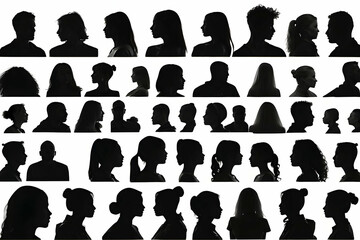 A collection showcasing various people's profiles in silhouette, highlighting diversity and anonymity