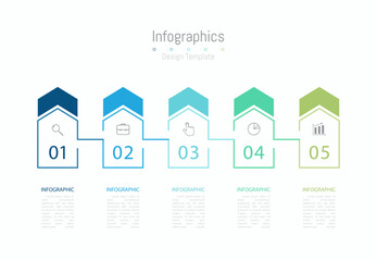 Infographic 5 options design elements for your business data. Vector Illustration.