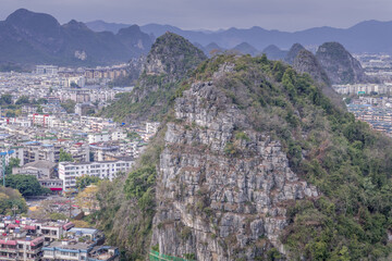 Landscape of Guilin, Li River and Karst mountains. Located near Guilin