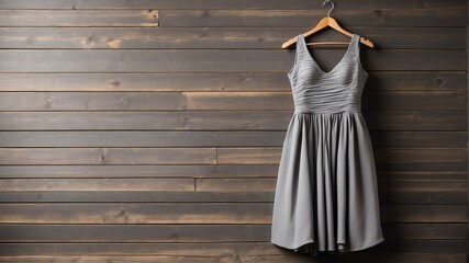 gray dress on old wooden wall background from Generative AI