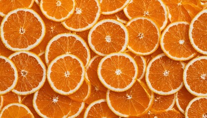 Vibrant orange slices fruit background - citrus pieces pattern