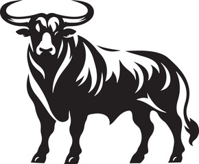 black and white bull vector image