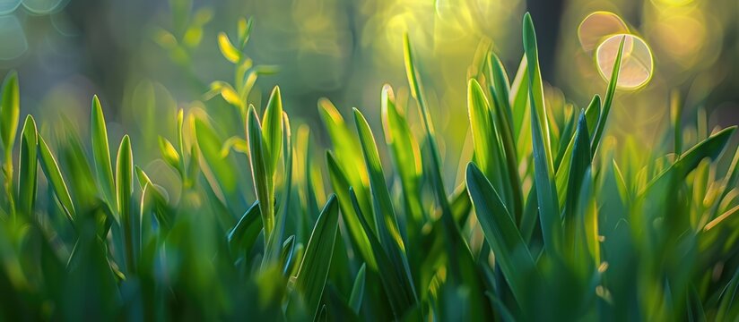 Macro photograph of vibrant new spring grass.