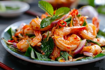 Thai shrimp salad with spicy chili paste