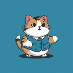 fat-cat-wearing-a-blue-vest-vector-flat-logo-design