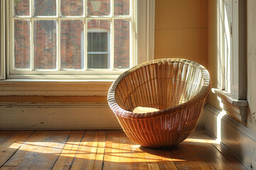 Cozy Wicker Chair in Sunlit Room