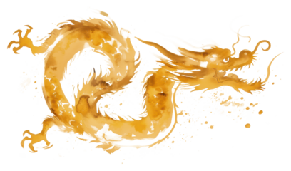 PNG  Chinese dragon ink white background calligraphy