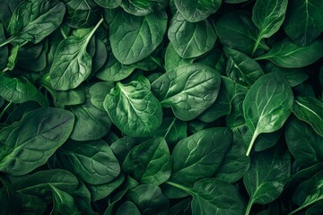 Obraz premium Top view of spinach with full background image