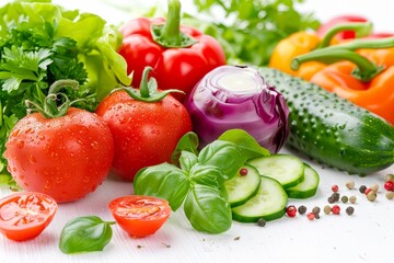 White background with vegetables and text