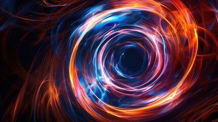 Abstract ring background with luminous swirling backdrop. Glowing spiral. The energy flow tunnel. shine round frame with light circles light effect. glowing cover