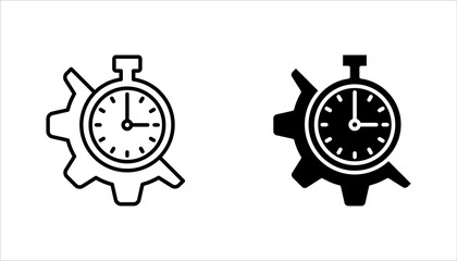 time management icon set. Cogwheel clock dial, development process logo, vector illustration on white background