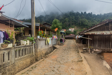 Cobbled street in Phongsali, Laos