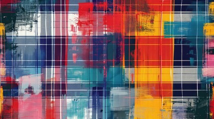 Colorful plaid design with abstract texture for wallpaper fabric and graphic design - obrazy, fototapety, plakaty