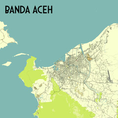 Banda Aceh Indonesia map poster art