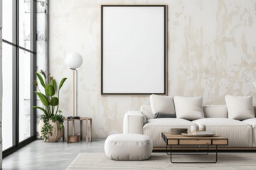 Modern scandinavian interior with poster mockup created with generative ai