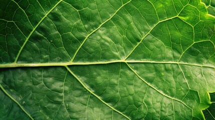Obraz premium Green leaf with vein structure in eco friendly texture