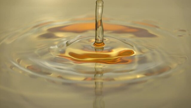Dynamic Splash of Water Droplet with Orange Reflection