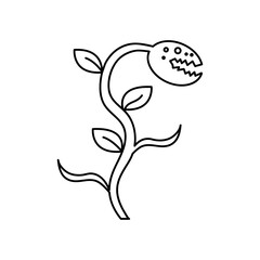 carnivorous plant icon, vector flat liner illustration for web and app..eps