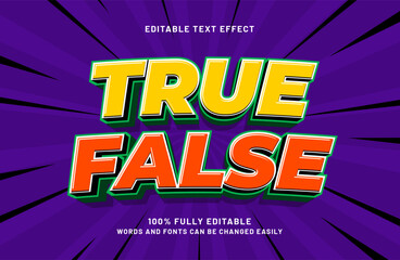 true false 3d editable text effect