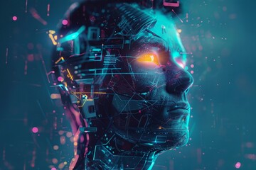 A cybernetic revolution, with humans augmenting their bodies with cybernetic implants, enhancing their abilities and transcending the limits of humanity - obrazy, fototapety, plakaty
