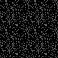 Seamless Pattern With Hand Drawn Chalk Christmas Illustration Eps10
